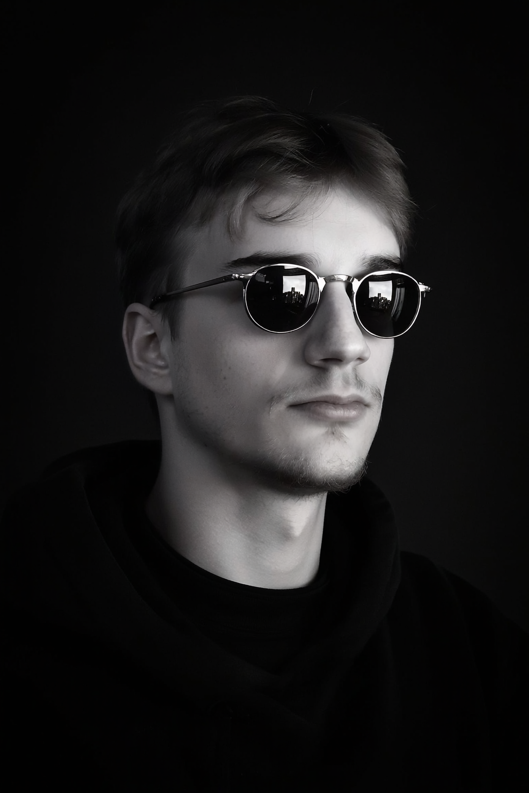 Editorial portrait in translucent fabric
